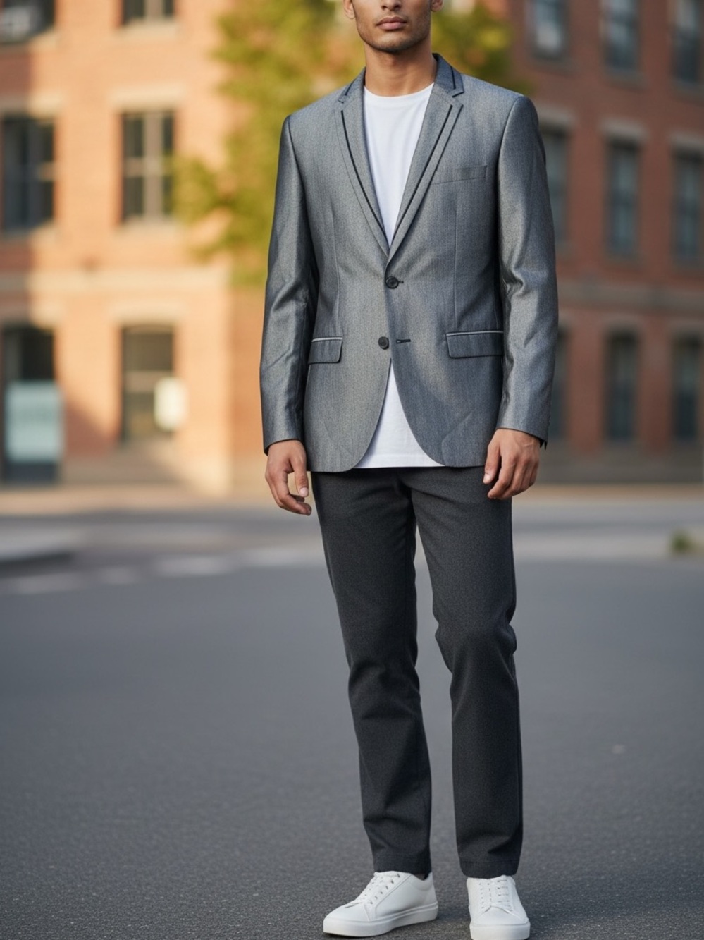 WD.NY Gray Jacket Blazer with Black Details Men’s Size XL
